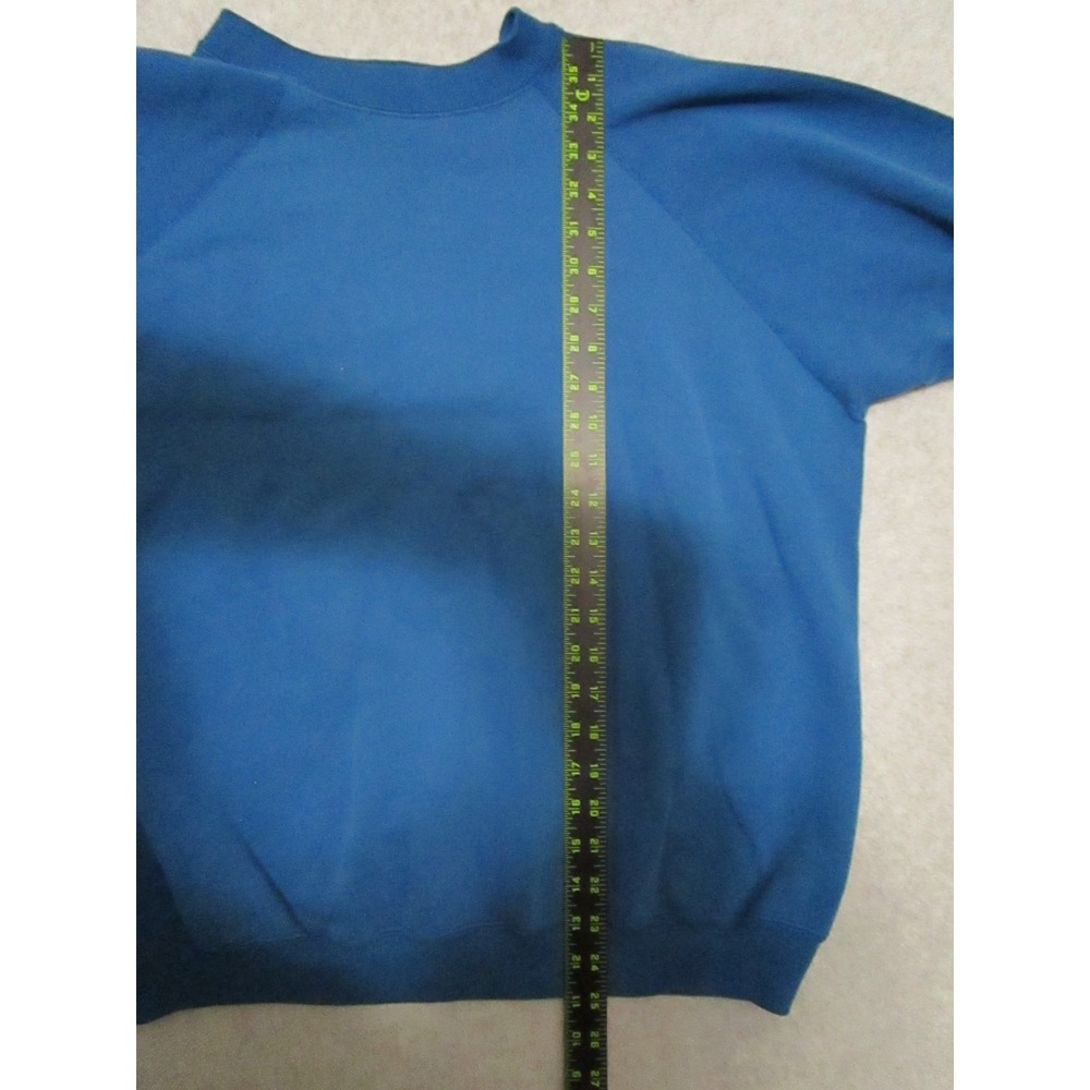 Vintage 90s Sweater Mens Extra Large Blue‎ Blank Raglan Crewneck Hanes USA Made - Picture 6 of 7